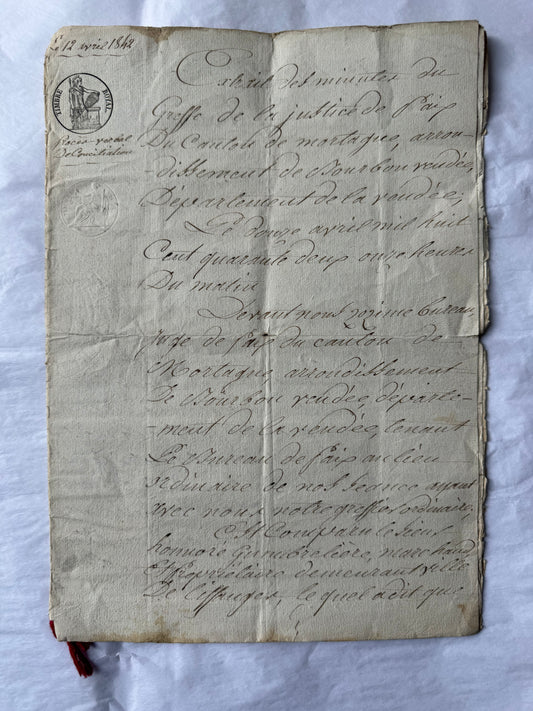 1842 "July Monarchy" Era French Manuscript