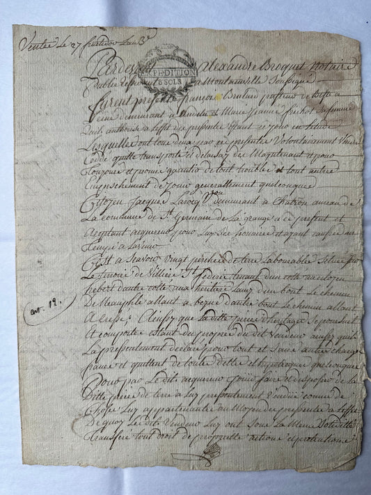 1795 French Revolution Era Legal Manuscript