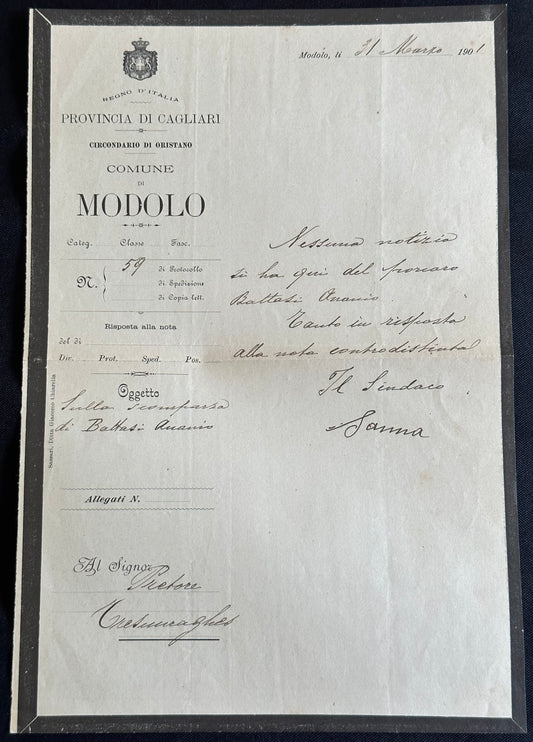 Italian Missing Persons Manuscript: Cagliari