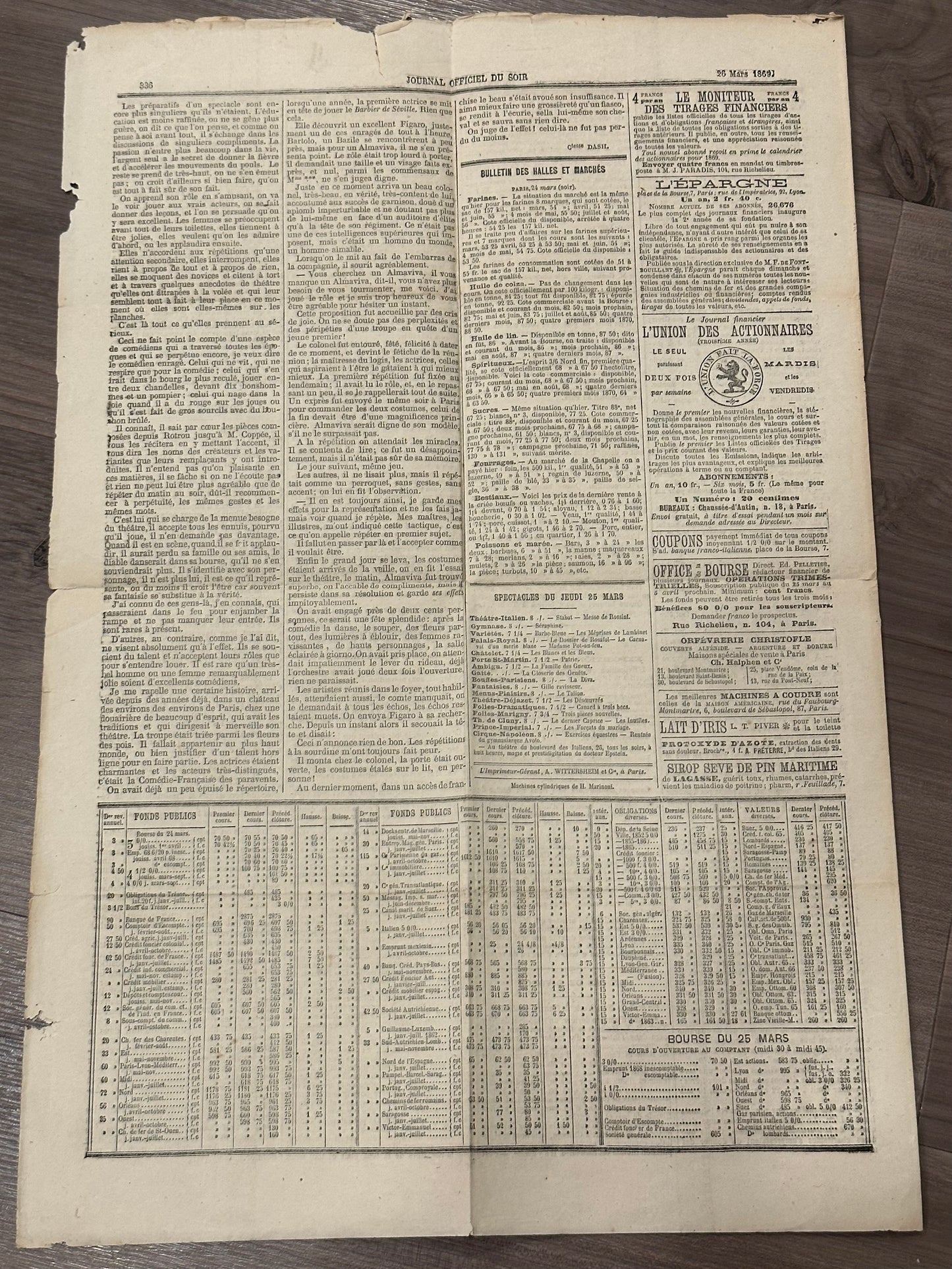 1869 French Newspaper