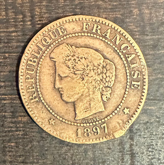 French Coin: 1897 5 Centimes