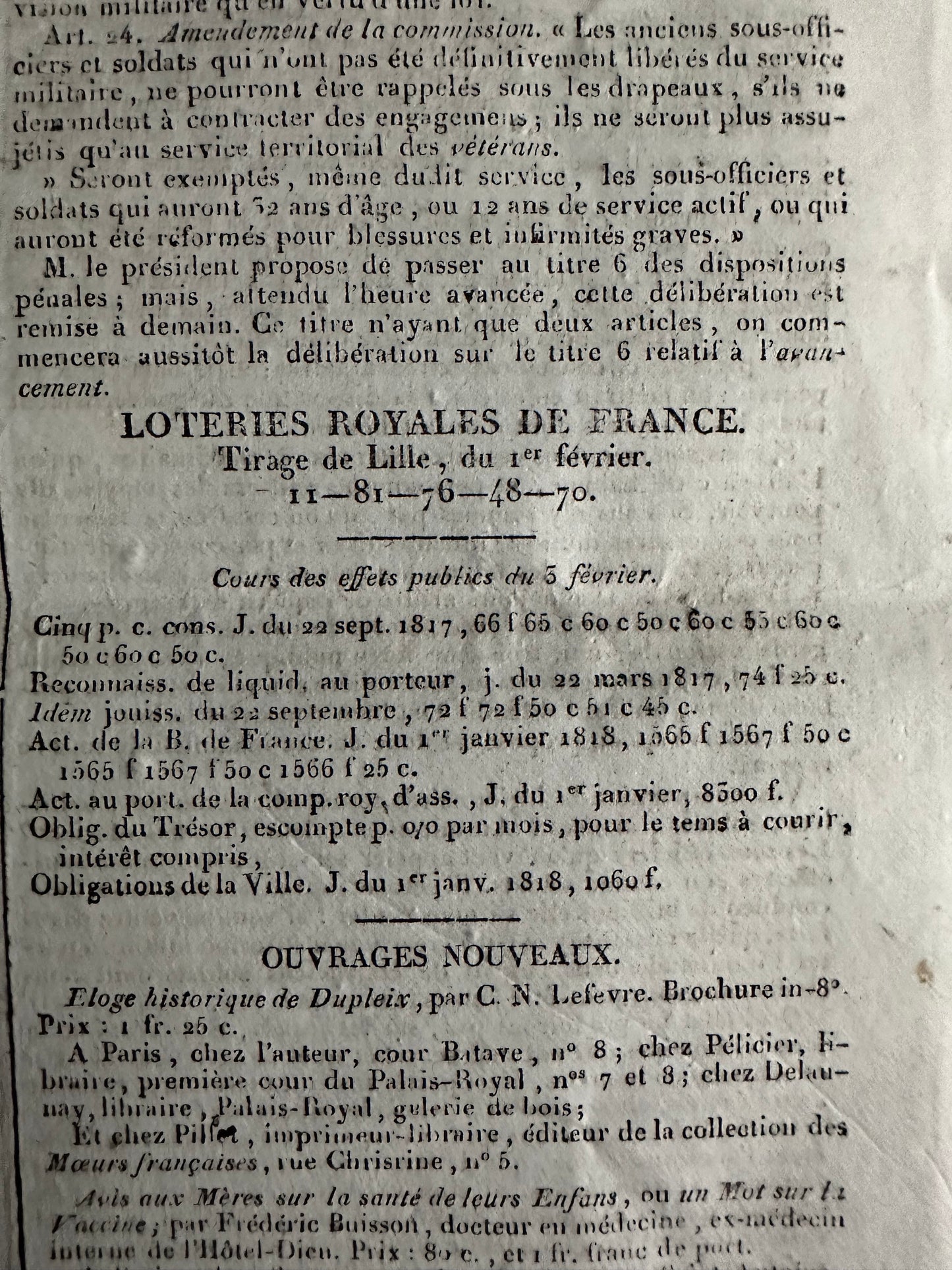1818 Issue of Gazette de France
