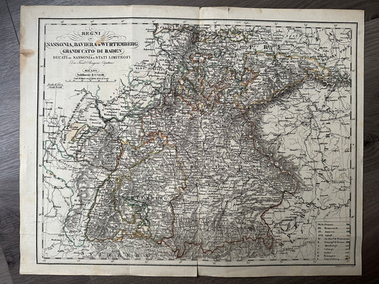 Late 19th Century Map of Southern German Kingdoms