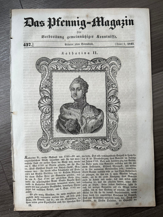 1841 German "Penny" Magazine: Catherine II