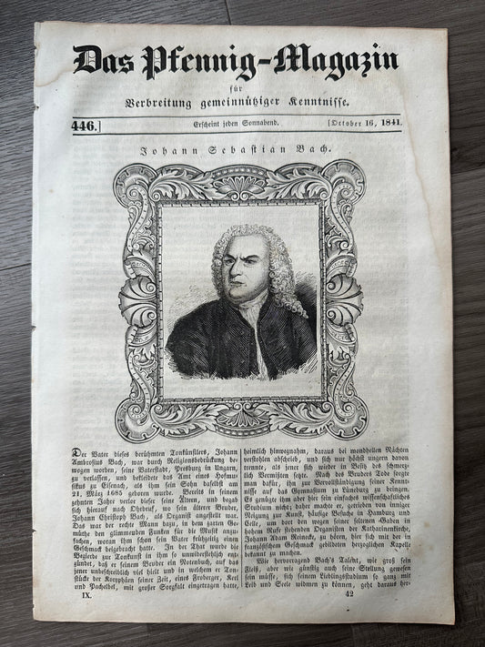 1841 German "Penny" Magazine: Bach