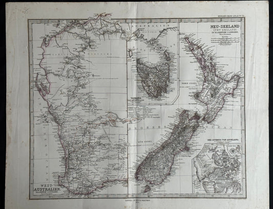 1877 Atlas Map of New Zealand