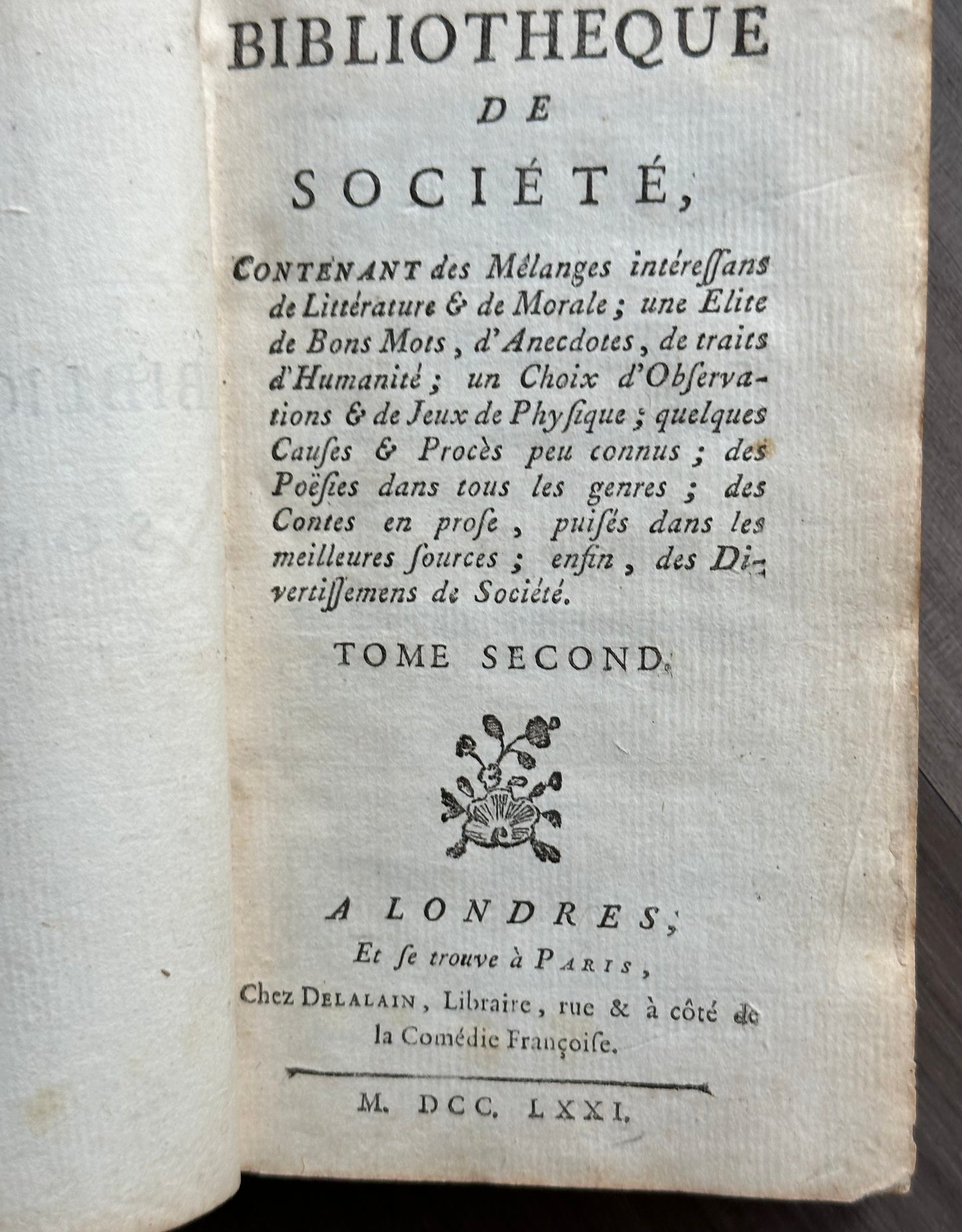 1771 Bibliothèque de Société