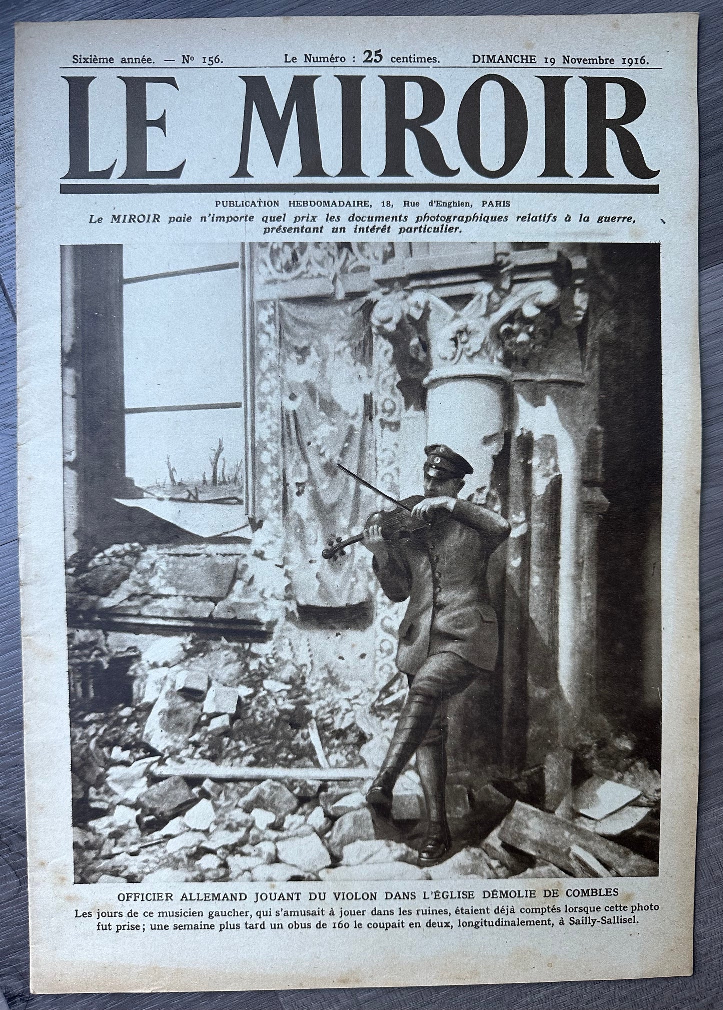 1916 Issue "Le Miroir" - Violin