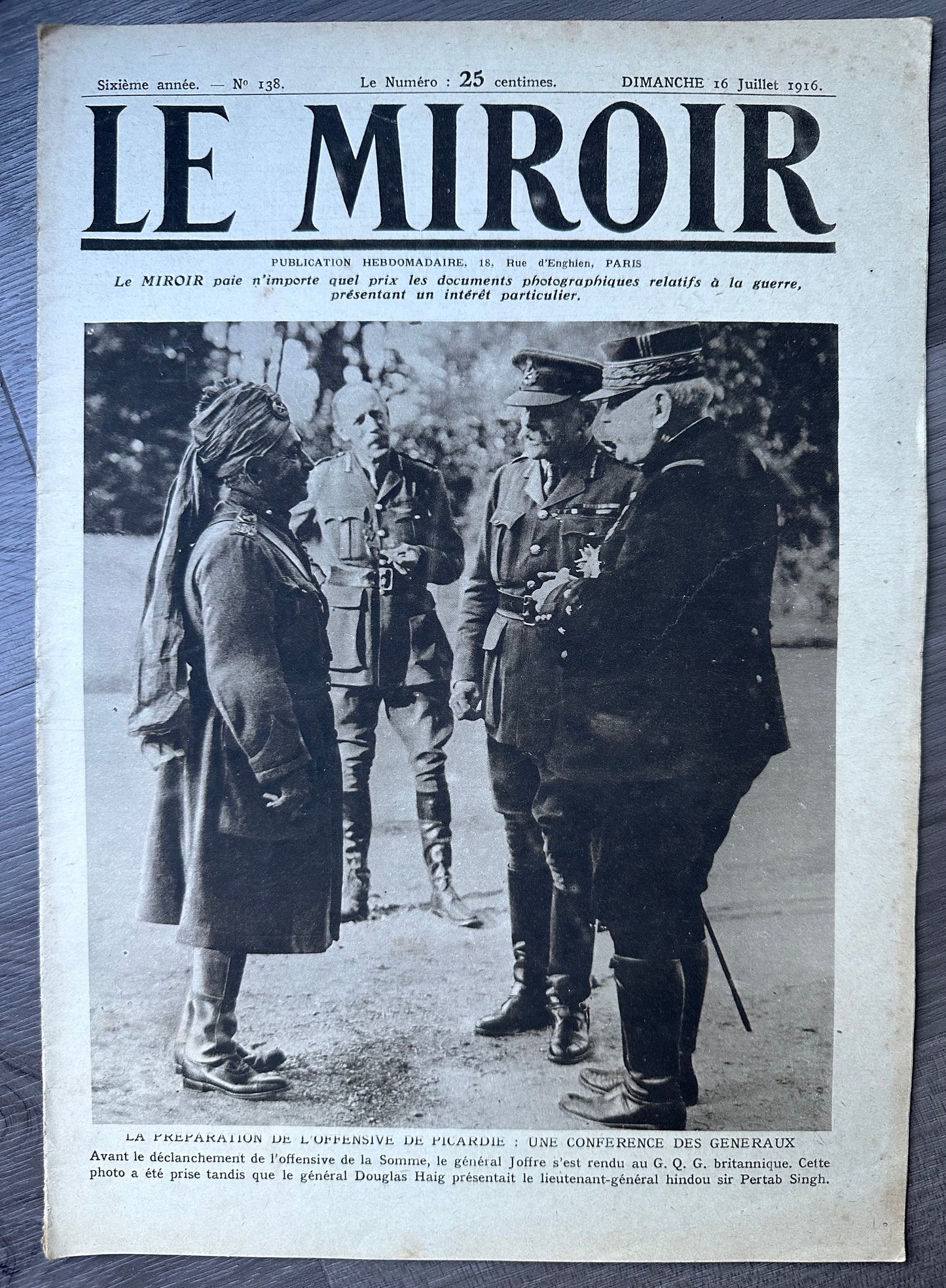 1916 Issue "Le Miroir"