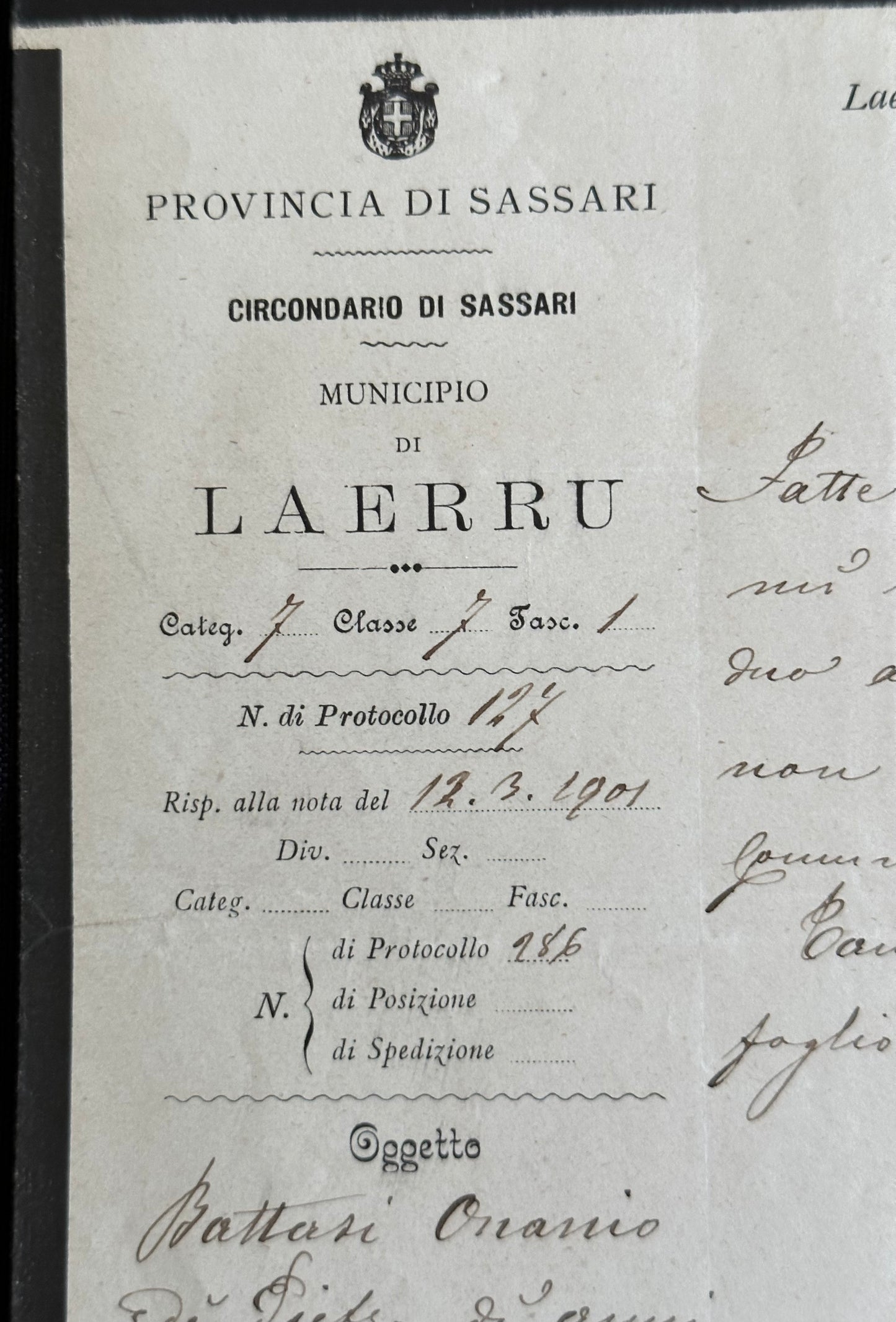 Italian Missing Persons Manuscript: Sassari