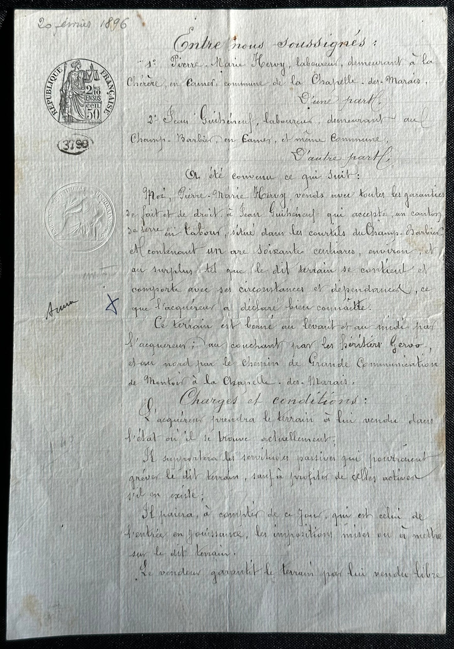 1896 French Manuscript