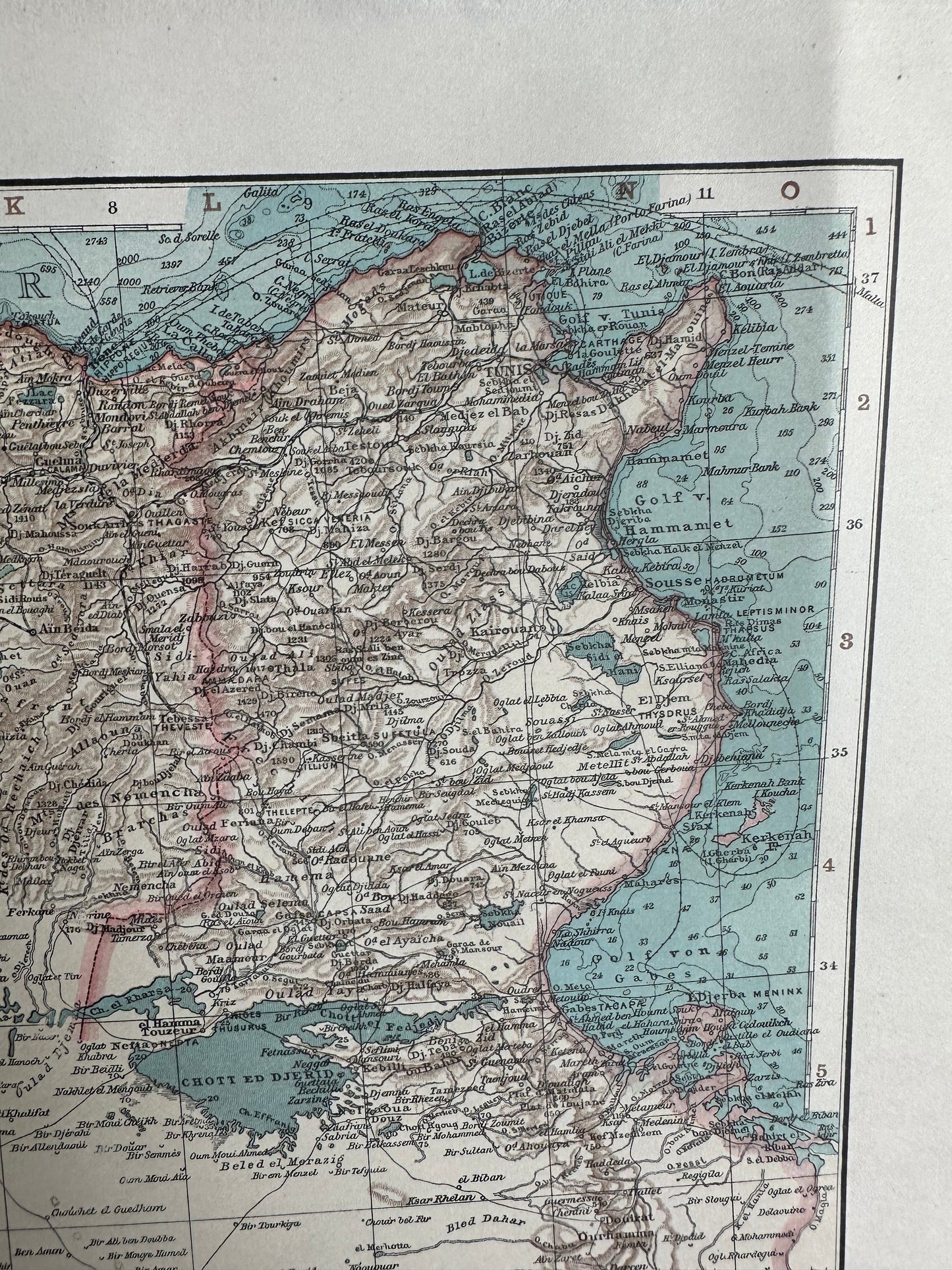 1896 Map of Tunisia and Algeria