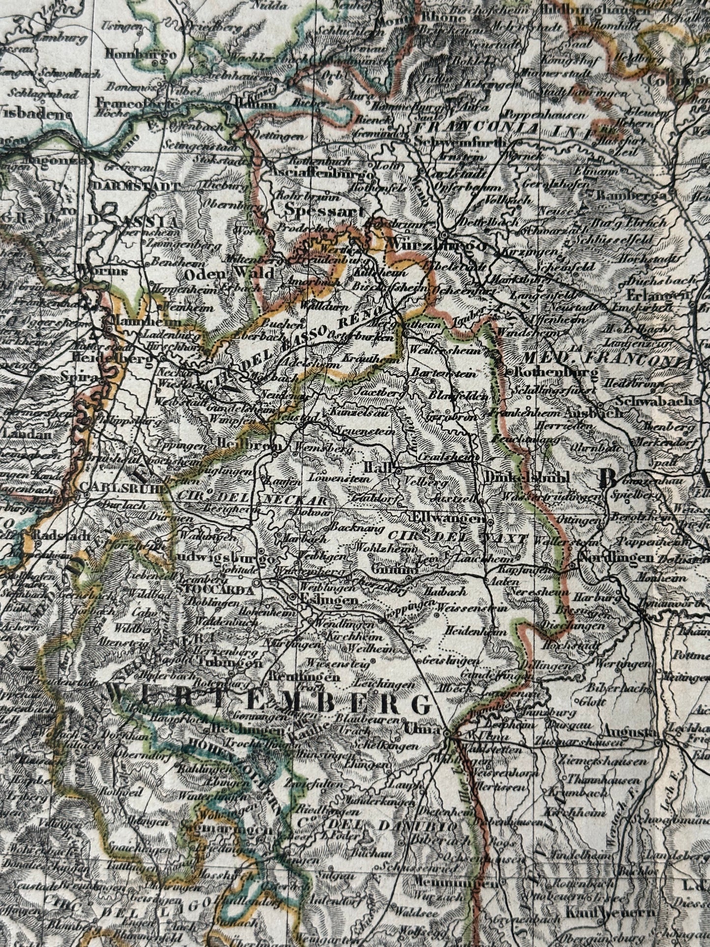 Late 19th Century Map of Southern German Kingdoms