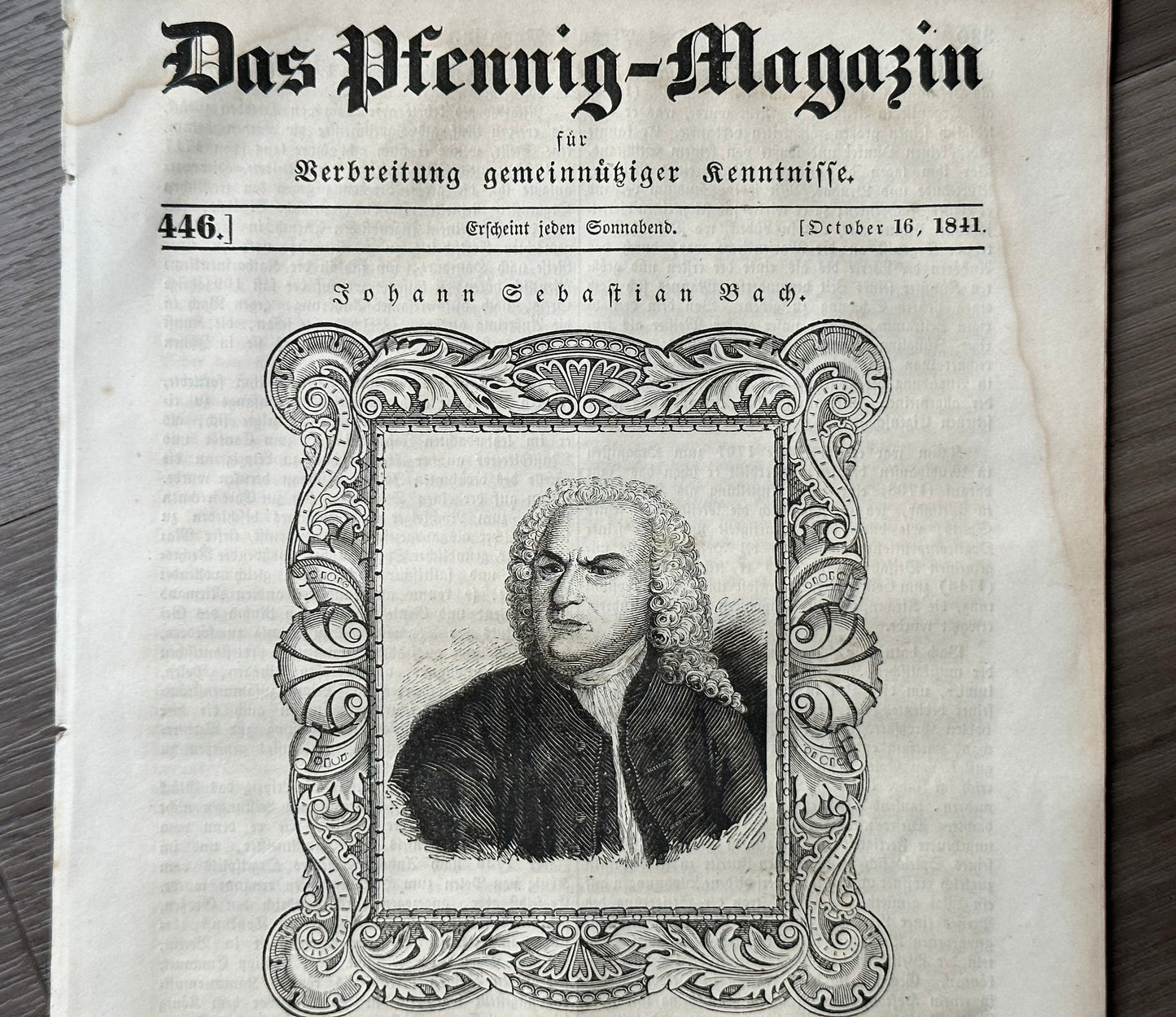 1841 German "Penny" Magazine: Bach