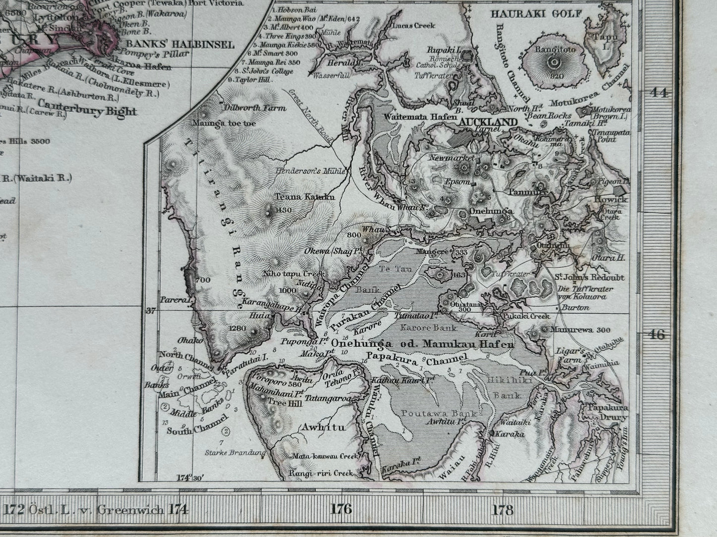 1877 Atlas Map of New Zealand