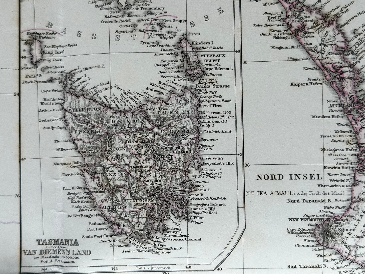 1877 Atlas Map of New Zealand